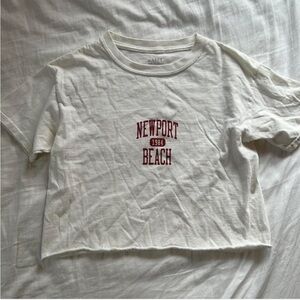 brandy melville cropped white “newport beach 1984” shirt